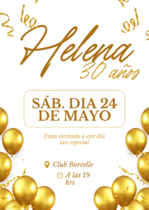 Convite de aniversário dourado e moderno com balões (1)