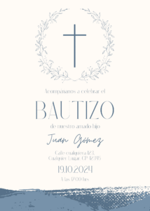 Invitación Bautizo Bautismo Celebración Azul