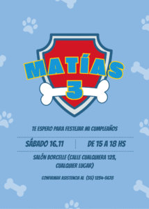 Invitación Cumpleaños de Superhéroe Caninos Infantil Ilustrado Rojo