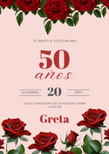Invitación Cumpleaños rosas floral rojo