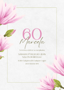 Invitación Vertical Cumpleaños de Mujer 50 con Flores Femenina Delicado Rosado