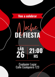 Invitación Vertical Fiesta Cumpleaños Moderno Minimalista Rojo