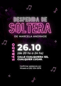 Invitación Virtual Despedida de Soltera Neón Rosado