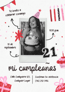 Invitación fiesta de cumpleaños 21 divertido rosa rojo