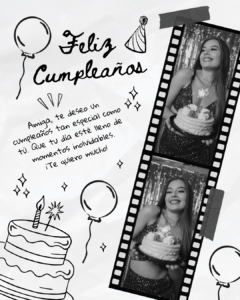 Post de Instagram Feliz Cumpleaños Minimalista Blanco y Negro