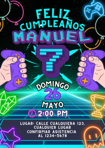 Tarjeta De Invitación Cumpleaños Niño Videojuegos