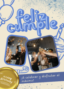 Tarjeta Vertical Feliz Cumpleaños Happy Birthday Formas Azul Dorado