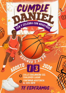 Tarjeta de Invitación Cumpleaños Niño Baloncesto