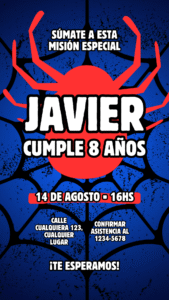 Video Invitación Cumpleaños Infantil Azul y Roja